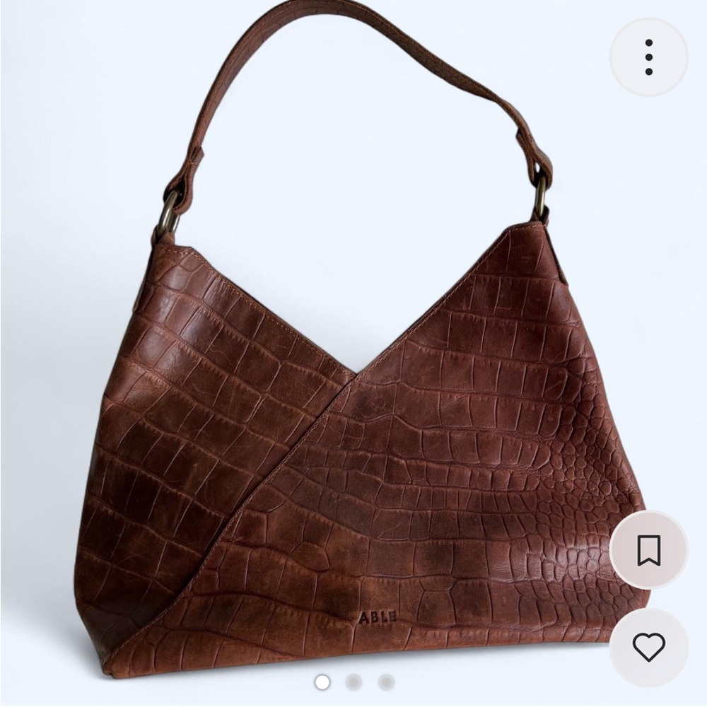 Able Dark Brown Crocodile Pattern Leather Bag